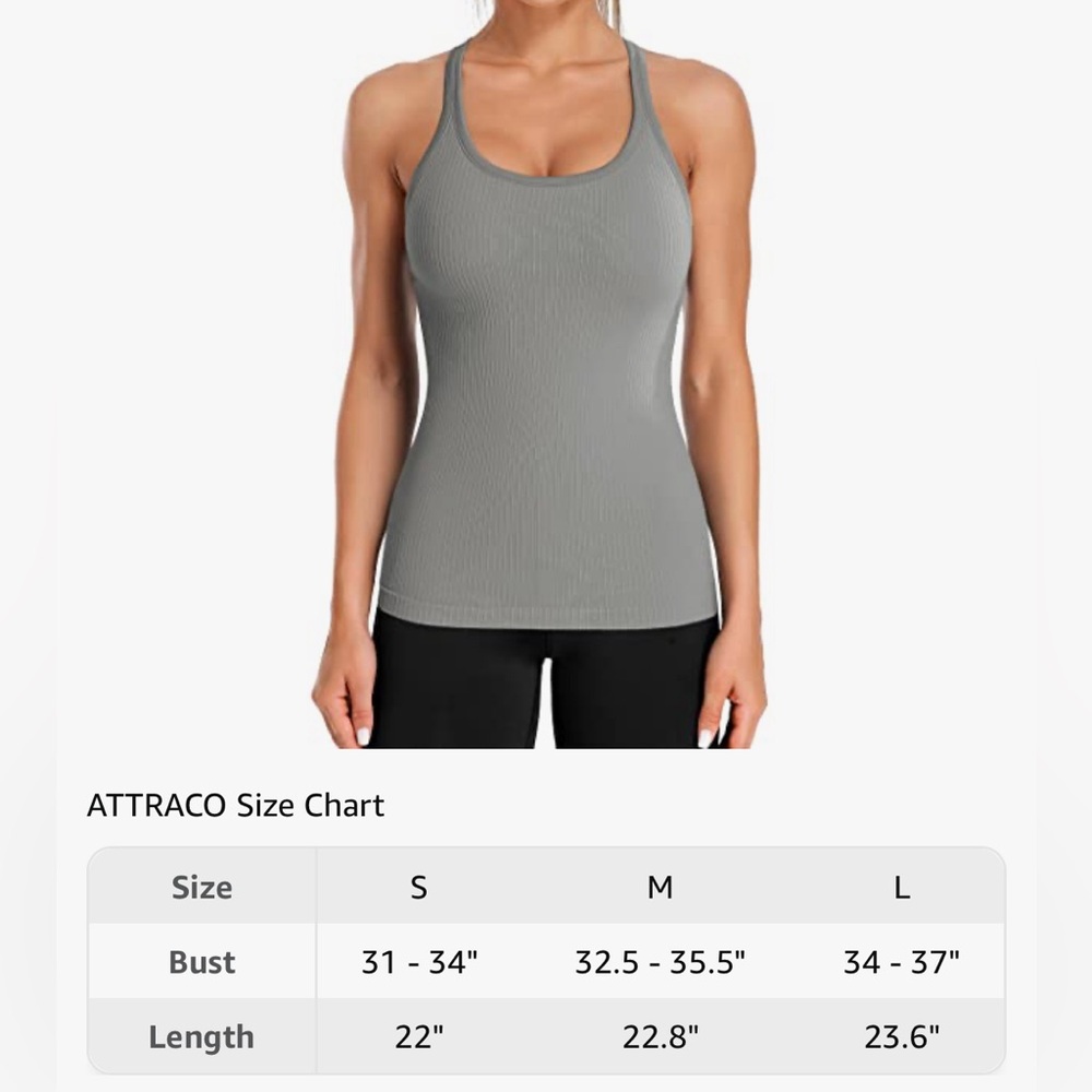 ATTRACO Ribbed Workout Tank Top Size M - Picture 8 of 8